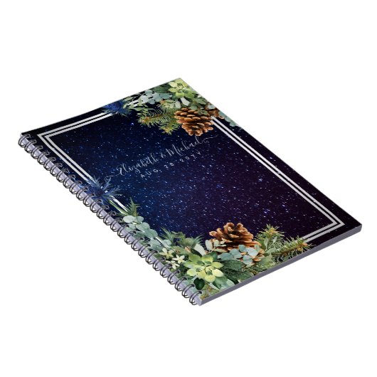 Sterrennacht Eucalyptus Blue Thistle WinterWedding Notitieboek (Rechterzijde)