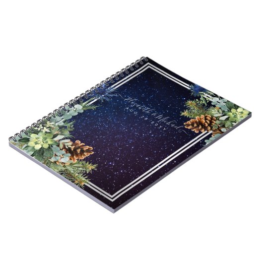 Sterrennacht Eucalyptus Blue Thistle WinterWedding Notitieboek (Linkerzijde)