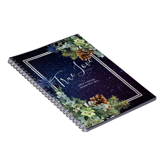 Sterrennacht Eucalyptus Blue Thistle WinterWedding Notitieboek (Rechterzijde)