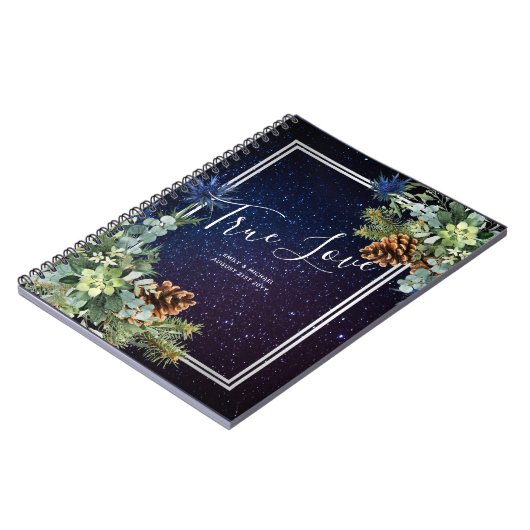 Sterrennacht Eucalyptus Blue Thistle WinterWedding Notitieboek (Linkerzijde)