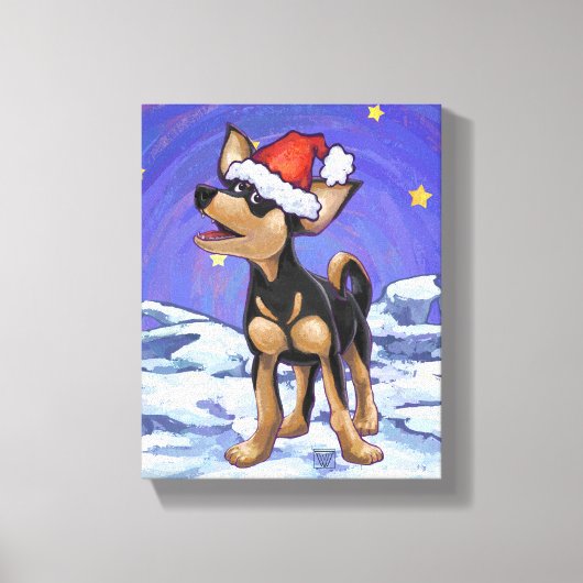 Sterrennacht Festive Chihuahua Canvas Afdruk (Voorkant)