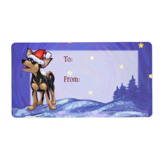 Sterrennacht Festive Chihuahua in Santa Hat Etiket (Voorkant)