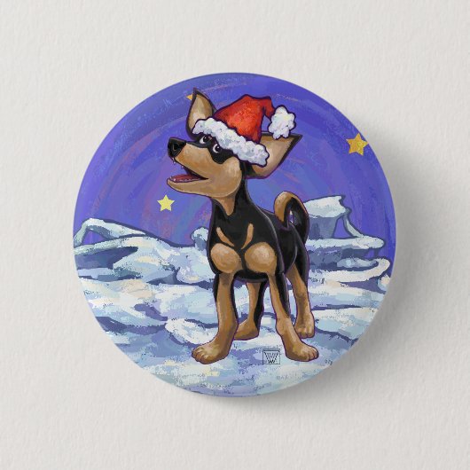 Sterrennacht Festive Chihuahua Ronde Button 5,7 Cm (Voorkant)