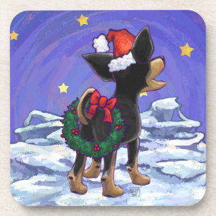 Sterrennacht Festive Chihuhua in Santa Hat Bier Onderzetter