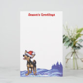 Sterrennacht Festive Chihuhua in Santa Hat Briefpapier (Staand voorkant)