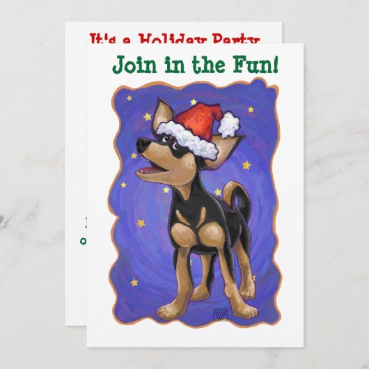 Sterrennacht Festive Chihuhua in Santa Hat Kaart (Voorkant / Achterkant)