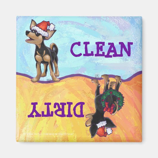 Sterrennacht Festive Chihuhua in Santa Hat Magneet (Voorkant)