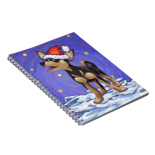Sterrennacht Festive Chihuhua in Santa Hat Notitieboek (Rechterzijde)