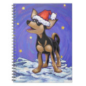 Sterrennacht Festive Chihuhua in Santa Hat Notitieboek (Voorkant)