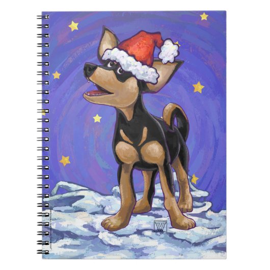 Sterrennacht Festive Chihuhua in Santa Hat Notitieboek (Voorkant)
