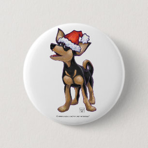 Sterrennacht Festive Chihuhua in Santa Hat Ronde Button 5,7 Cm