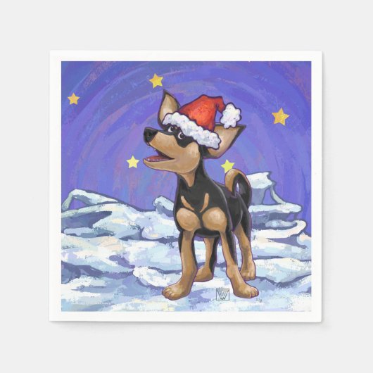 Sterrennacht Festive Chihuhua in Santa Hat Servet (Voorkant)