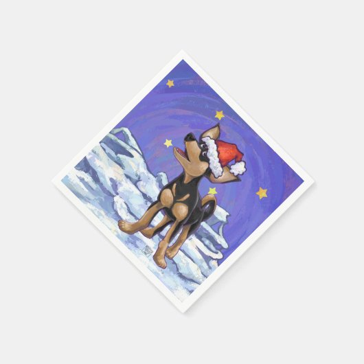 Sterrennacht Festive Chihuhua in Santa Hat Servet (Hoek)