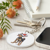 Sterrennacht Festive Chihuhua in Santa Hat Sleutelhanger (Voorkant Rechts)