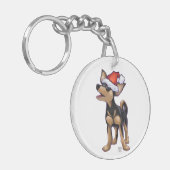 Sterrennacht Festive Chihuhua in Santa Hat Sleutelhanger (Voorkant Links)