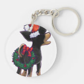 Sterrennacht Festive Chihuhua in Santa Hat Sleutelhanger (Achterkant)
