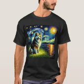 Sterrennacht Finse Lappenhond Van Gogh Lover T-shirt (Voorkant)