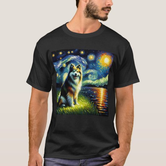 Sterrennacht Finse Lappenhond Van Gogh Lover T-shirt (Voorkant)