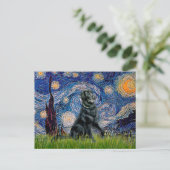 Sterrennacht - Flat Coated Retriever 2 Briefkaart (Staand voorkant)