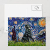Sterrennacht - Flat Coated Retriever 2 Briefkaart (Voorkant / Achterkant)
