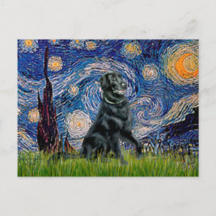 Sterrennacht - Flat Coated Retriever 2 Briefkaart