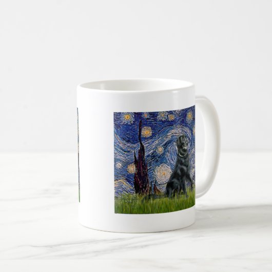 Sterrennacht - Flat Coated Retriever 2 Koffiemok (Voorkant rechts)