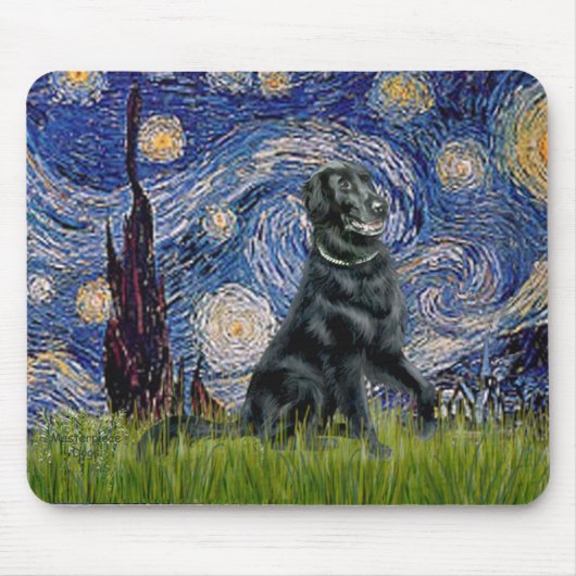Sterrennacht - Flat Coated Retriever 2 Muismat (Voorkant)