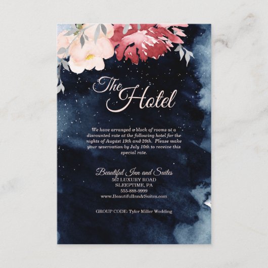 Sterrennacht Floral Wedding Accommodatie Informatiekaartje (Voorkant)