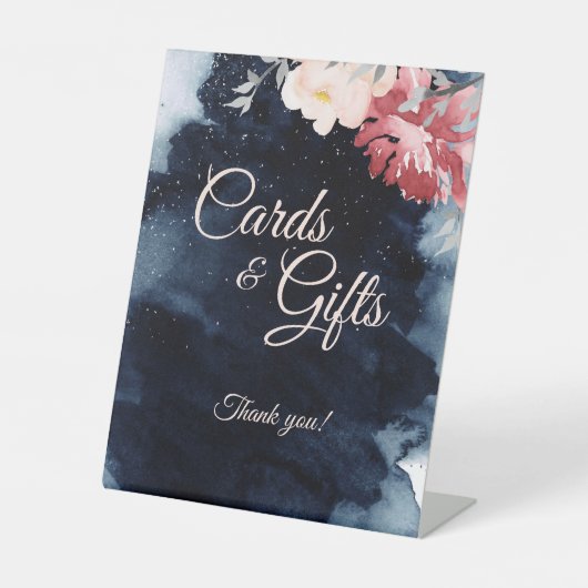 Sterrennacht Floral Wedding Cards en cadeaus Reclamebord Met Voetstuk (Voorkant)