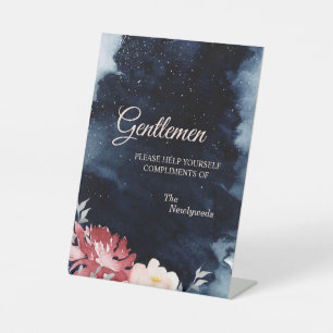 Sterrennacht Floral Wedding Gentlemen Bathroom Reclamebord Met Voetstuk
