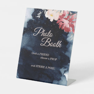 Sterrennacht Floral Wedding Photo Booth Reclamebord Met Voetstuk