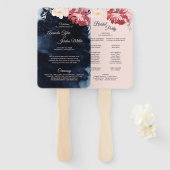 Sterrennacht Floral Wedding Program Hand Fan Handwaaier (Voorkant en achterkant)