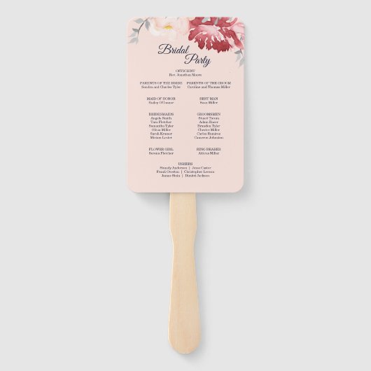 Sterrennacht Floral Wedding Program Hand Fan Handwaaier (Achterkant)