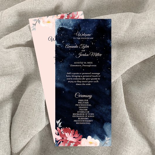 Sterrennacht Floral Wedding Programme Programmakaart