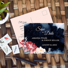 Sterrennacht Floral Wedding Save the Date Briefkaa Aankondigingskaart