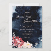 Sterrennacht Floral Wedding Uitnodiging (Voorkant)