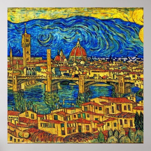 Sterrennacht Florence Italië Poster (Voorkant)