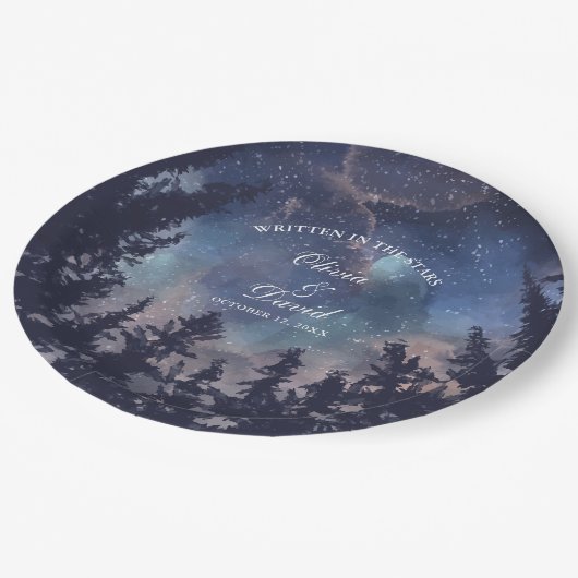 Sterrennacht Forest bruiloft Papieren Bordje (Gekanteld)