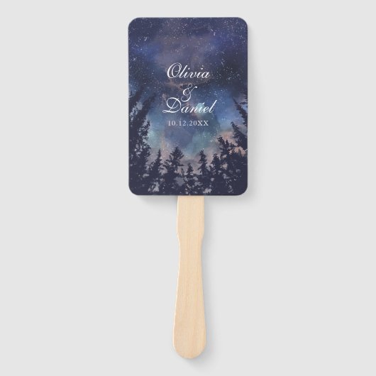 Sterrennacht Forest bruiloft programma Handwaaier (Voorkant)