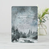 Sterrennacht | Forest Waterverf Wedding Kaart (Staand voorkant)