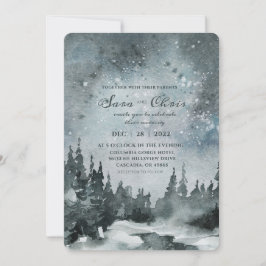 Sterrennacht | Forest Waterverf Wedding Kaart