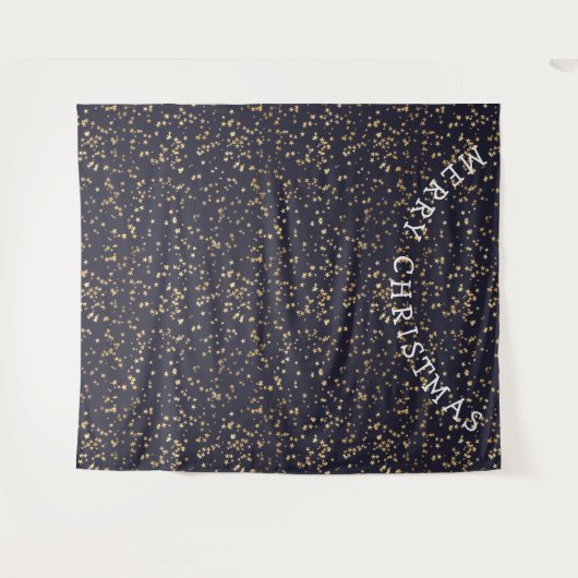 Sterrennacht Foto Achtergrond Prettig Kerstfeest Wandkleed (Voorkant (horizontaal))