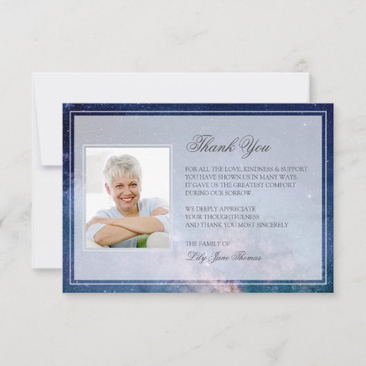 Sterrennacht Funeral Hartelijk dank | Memorial Car Bedankkaart (Voorkant)