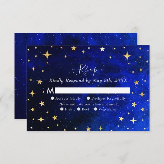 Sterrennacht Galaxy Bruiloft RSVP Kaartje (Voorkant / Achterkant)