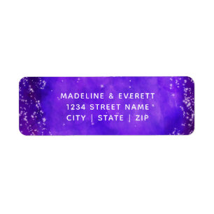 Sterrennacht Galaxy Paars Wedding Return Address Etiket