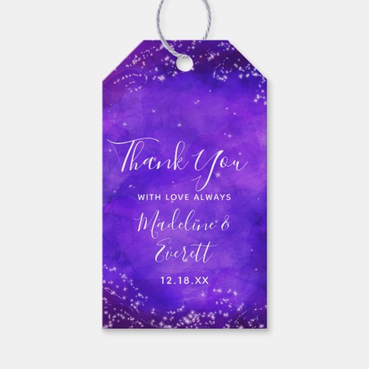 Sterrennacht Galaxy Waterverf bruiloft dank u Cadeaulabel (Voorkant)