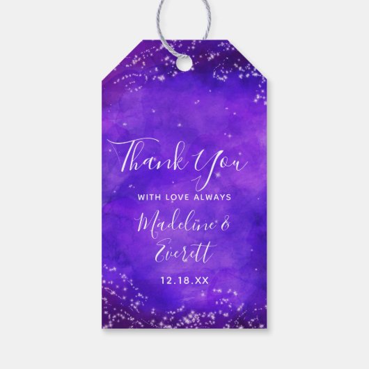 Sterrennacht Galaxy Waterverf bruiloft dank u Cadeaulabel (Achterkant)