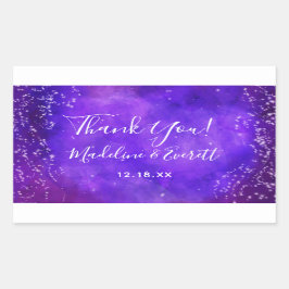 Sterrennacht Galaxy Waterverf bruiloft dank u Rechthoekige Sticker