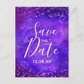 Sterrennacht Galaxy Waterverf Sla de datum op Aankondigingskaart (Voorkant)