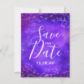 Sterrennacht Galaxy Waterverf Sla de datum op Magnetische Uitnodiging (Voorkant)